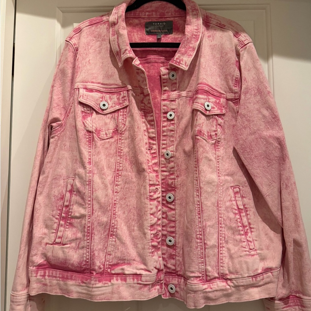 NEW TORRID Retro Pink Acid Wash Denim Jacket Sz 3